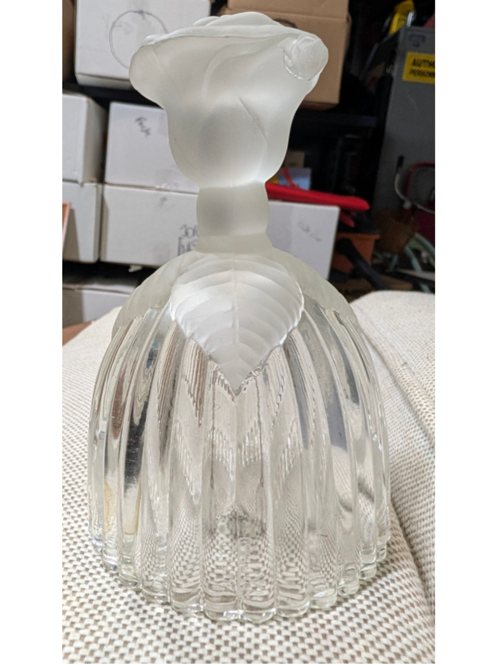 Goebel Glass Rose Bell Decor One Size Clear Frosted White 1978 Happy Anniversary